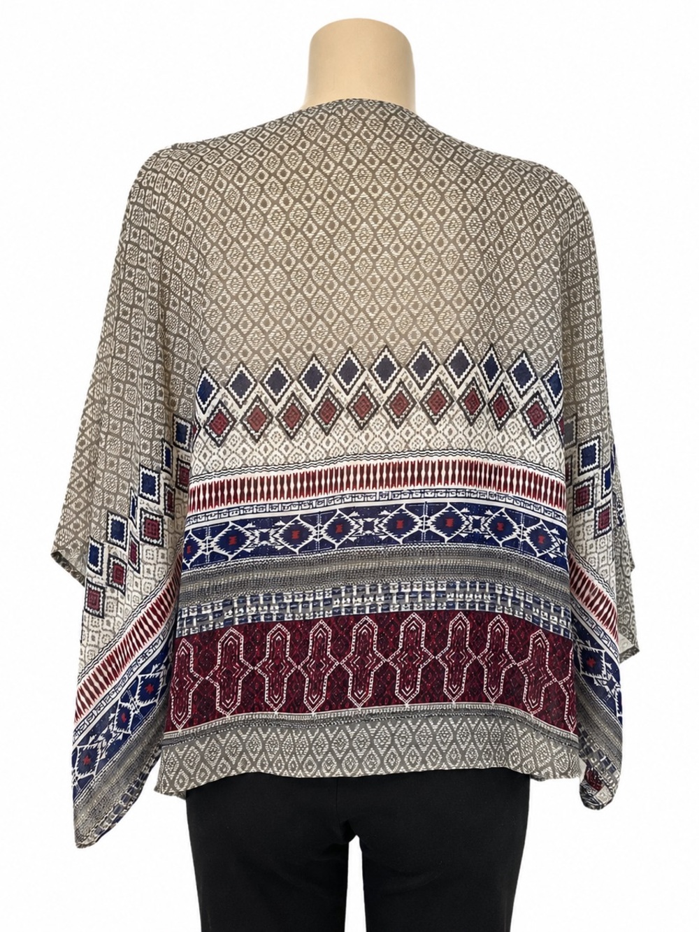Ardene Colorful Boho Aztec Poncho Blouse Oversized Bohemian Cape Top M/L - Picture 5 of 6